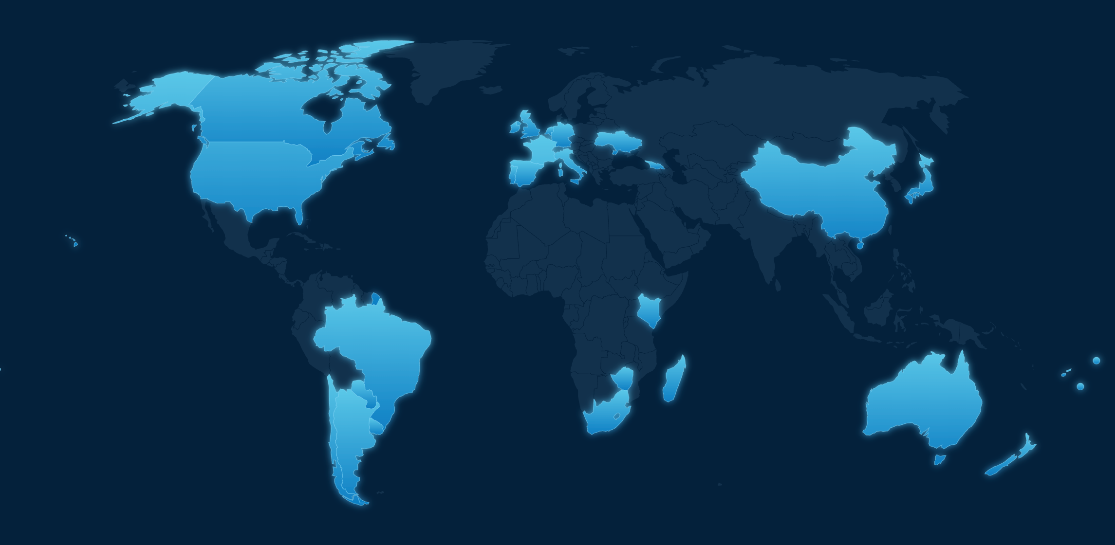 World map showing the countries where Prevent is deployed