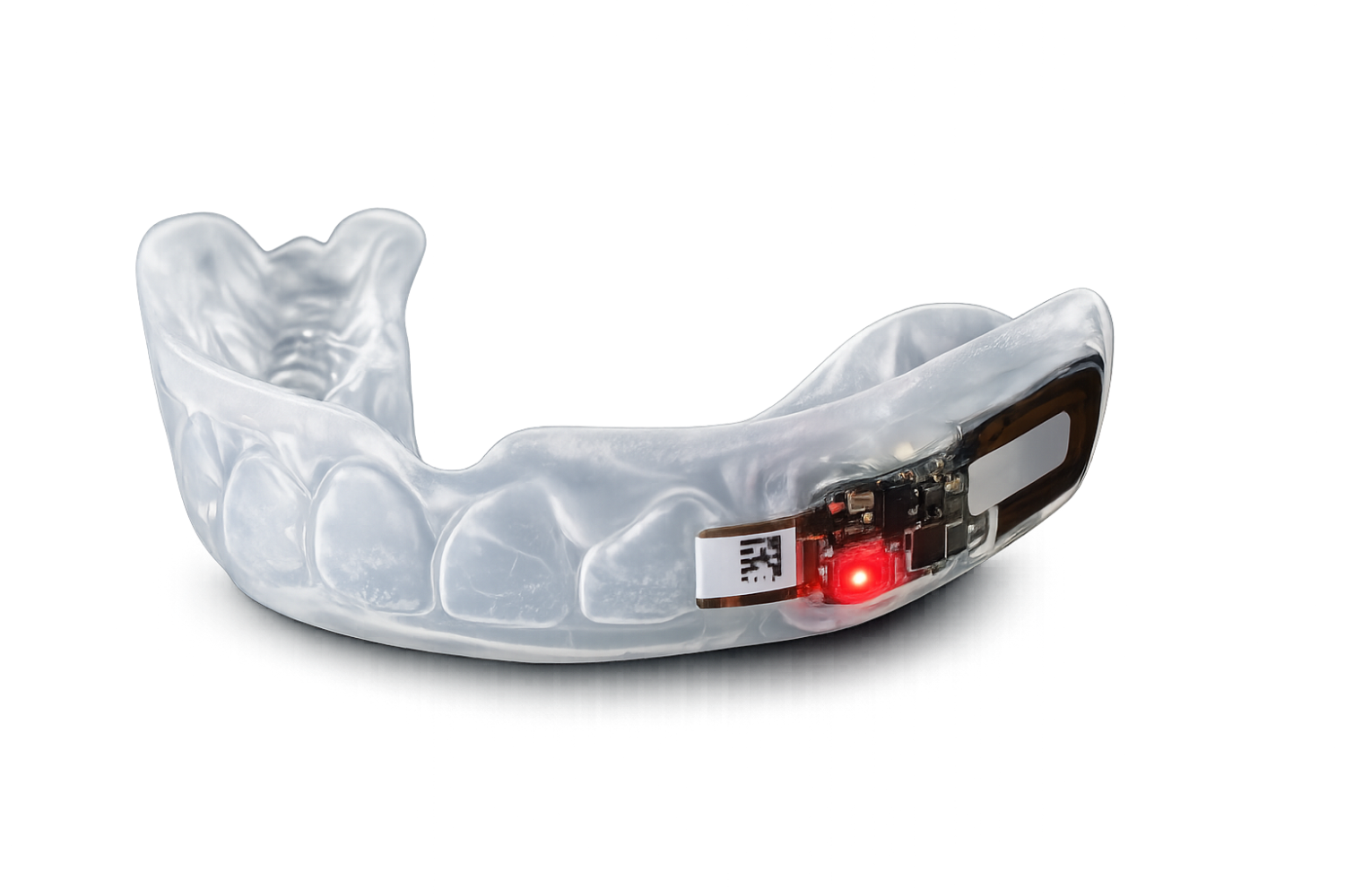Prevent clear instrumented mouthguard with sensor LED